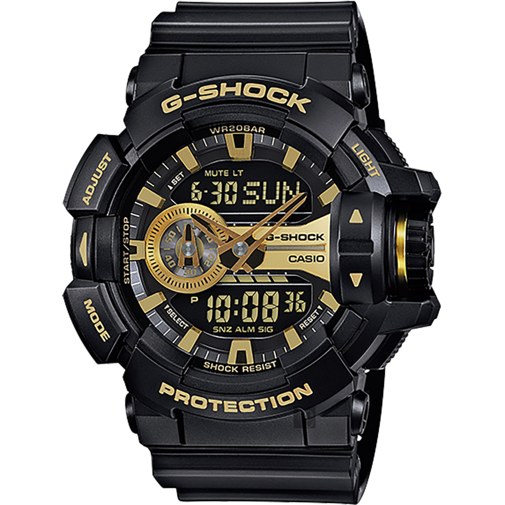 CASIO卡西歐 G-SHOCK 金屬系雙顯手錶 七夕寵愛季 送禮推薦-經典黑金 GA-400GB-1A9