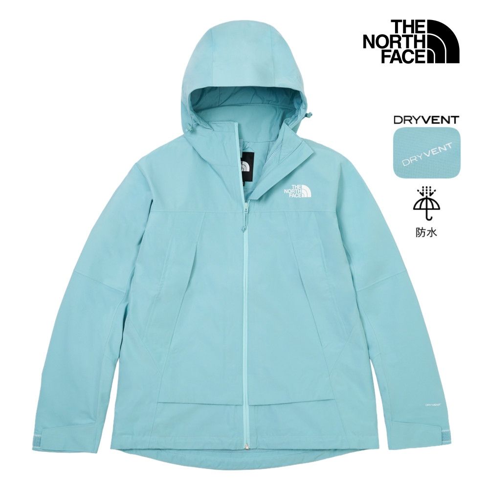 【The North Face 官方旗艦】 北面女款藍色DRYVENT防水衝鋒衣｜8BWEBOA 外套