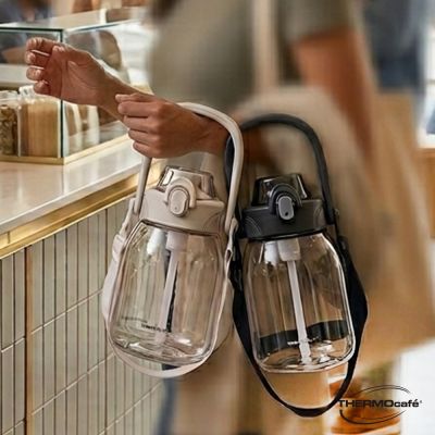 THERMOcafe凱菲附背帶附吸管可提式彈蓋隨手瓶1000ml(TCTS-1000)
