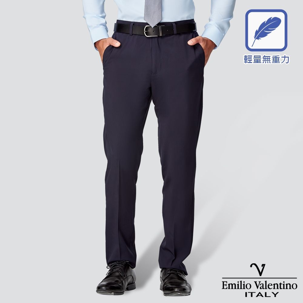 Emilio Valentino 范倫提諾輕量彈性修身西裝褲-兩色任選 (深藍)