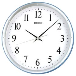SEIKO 日本精工水藍邊框滑動式秒針靜音掛鐘(QXA378L)-藍-白/31cm