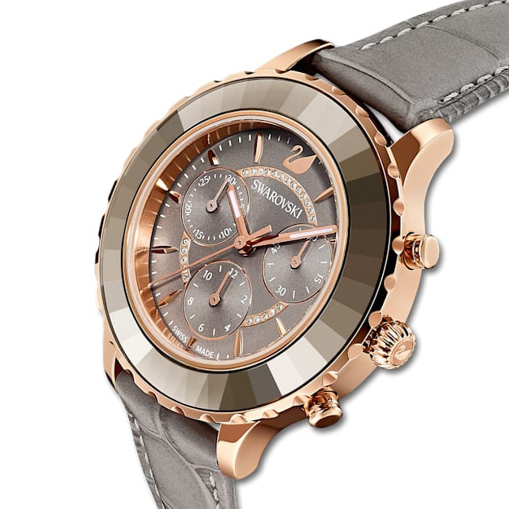 SWAROVSKI 施華洛世奇Octea Lux Chrono奢華耀眼計時手錶-灰39.5mm