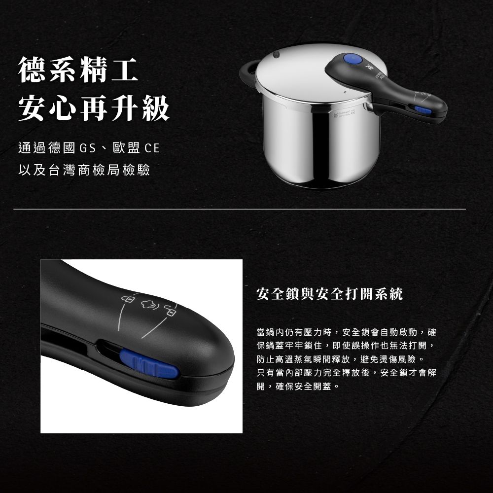 WMF Perfect Plus V3 快力鍋22cm 6.5L (附蒸籃架) | 壓力鍋/快鍋/燜