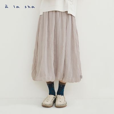 a la sha 格紋舒適泡泡裙