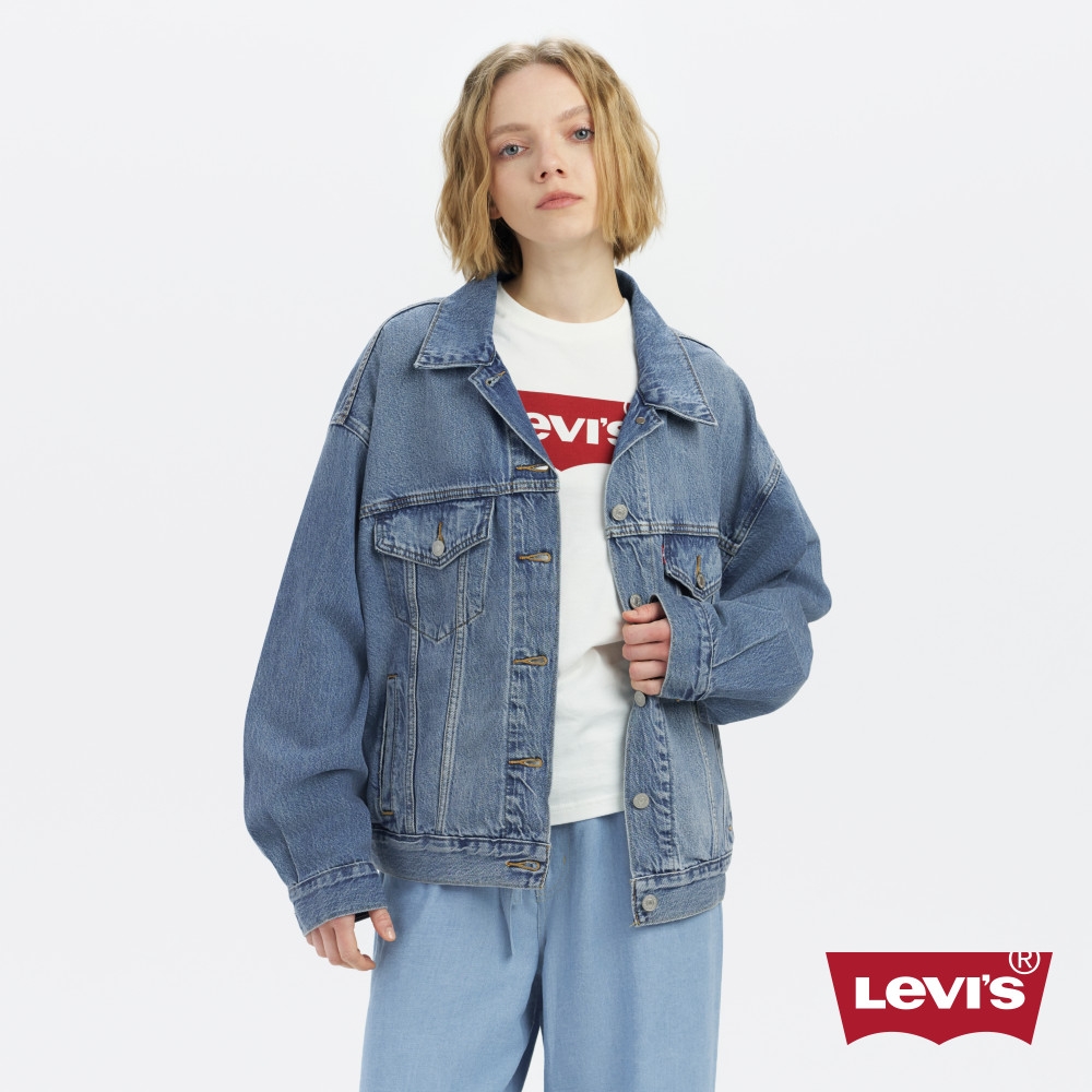 Levis 女款 90年古著牛仔外套 / 寬鬆中短版 / 天絲棉 / 精工中藍染水洗
