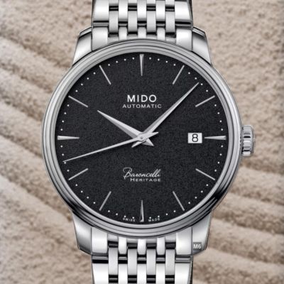 MIDO美度 Baroncelli 永恆超薄復刻系列 黑噴砂面鋼帶款39㎜ M6(M0274071105100)