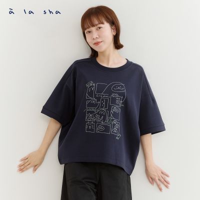 a la sha 家族立體繡花漫畫上衣