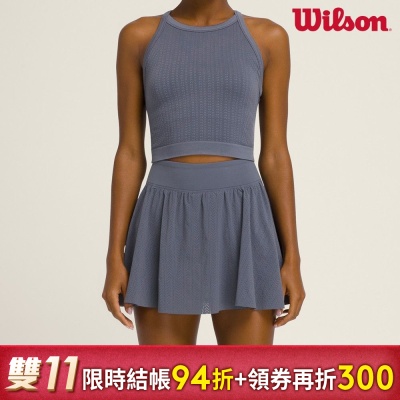 【Wilson】女裝 服飾 半身裙 暮藍色/白色(運動_休閒_舒適_網球裙)