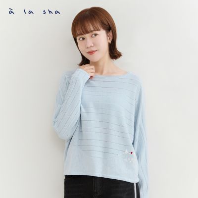 a la sha 躲貓miao創意連袖針織上衣
