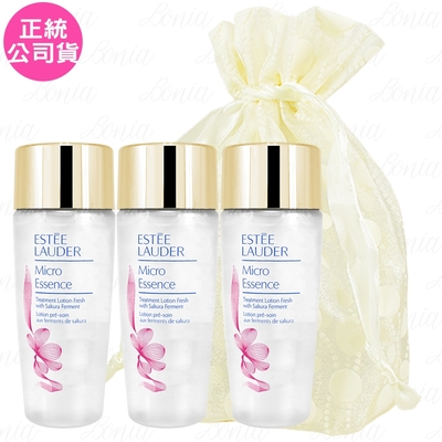 【即期品】ESTEE LAUDER 雅詩蘭黛 微分子肌底原生露櫻花輕盈版(30ml)新款*3旅行袋組(公司貨)