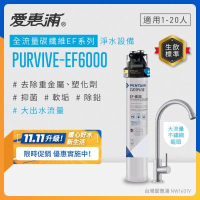 EVERPURE愛惠浦 櫥下型 PURVIVE-EF6000大流量不鏽鋼龍頭生飲淨水器