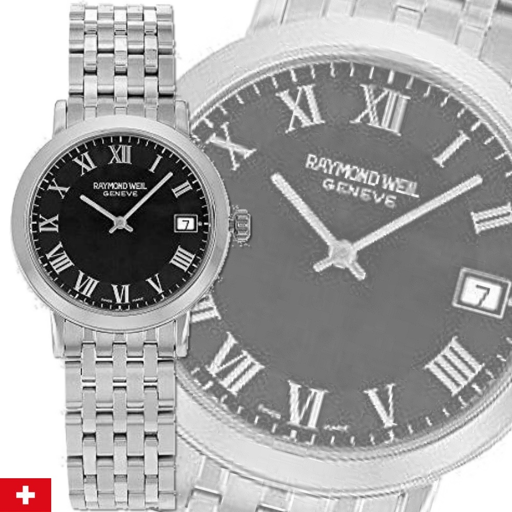 Raymond Weil 蕾蒙威 Toccata托卡塔 薄型羅馬字黑面石英中性款34㎜ R01(5593-ST-00208)