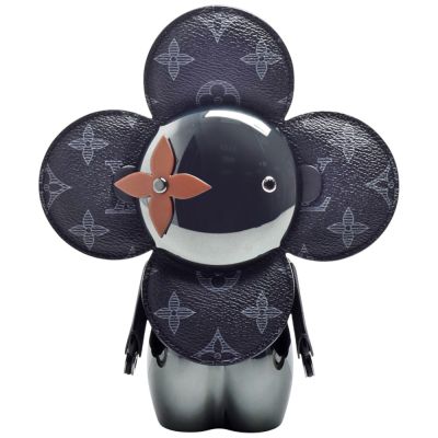 LOUIS VUITTON路易威登 LV GI0284 經典Vivienne Metal Kaki 花朵造型金屬皮革玩偶/公仔(限量版-黑灰/金屬色)