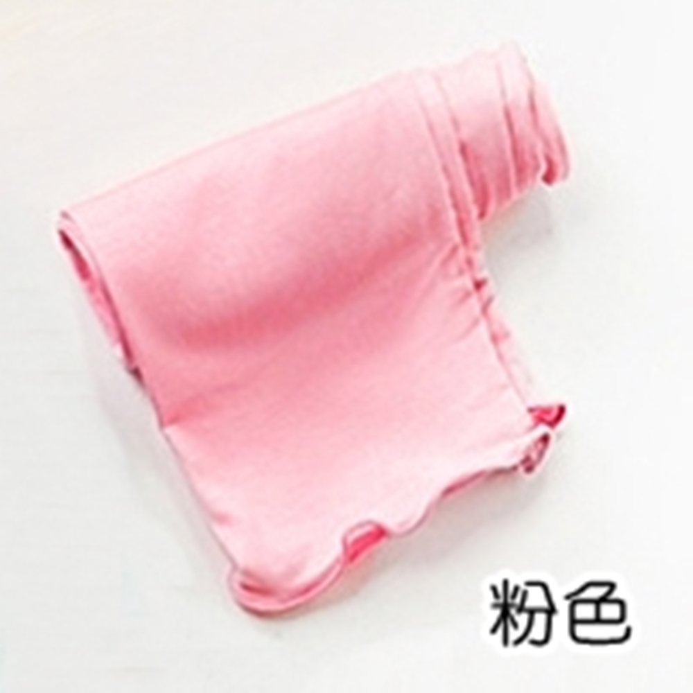涼感莫代爾 素色木耳邊九分褲 長褲 九分褲 內搭褲 褲子 中童 女童 童裝 橘魔法 現貨【BB9358】 (粉色)