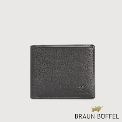 【BRAUN BUFFEL 德國小金牛】台灣總代理 艾康-A-TW 12卡男夾-黑色/BF571-314-BK