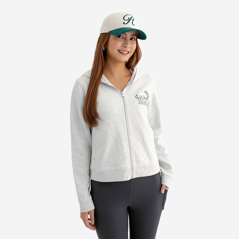 Roots女裝- FALLING LEAVES 連帽外套-白麻灰| 連帽/運動外套| Yahoo