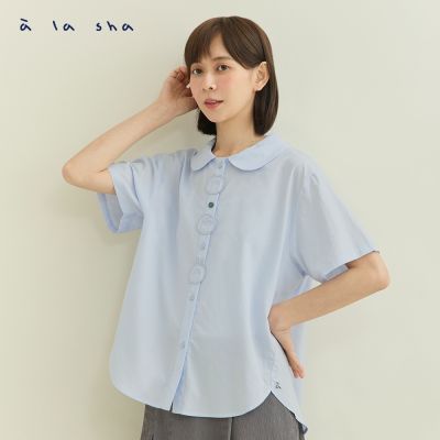 a la sha 圓圓動物繡花短袖襯衫