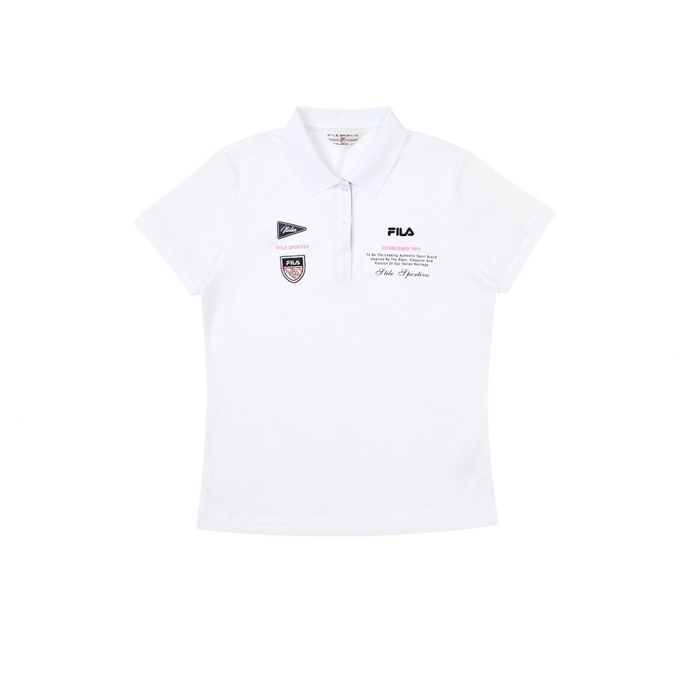 FILA官方 男女款 抗UV吸濕排汗短袖POLO衫 多款任選均一價 (D款女POLO-白色)