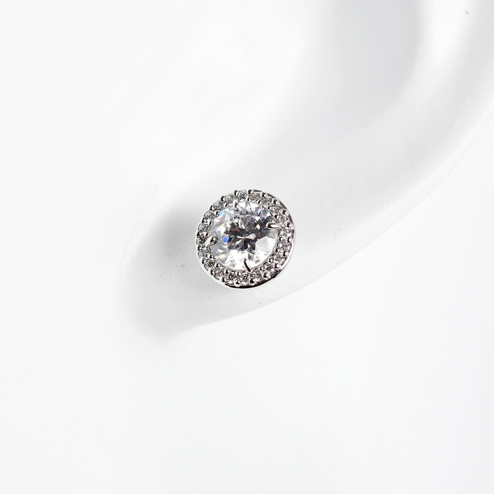 SWAROVSKI Constella 耳釘 圓形切割 鍍白金色 5636269