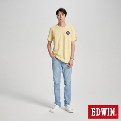 EDWIN 男裝 小圓凸字印花短袖T恤-淺黃色