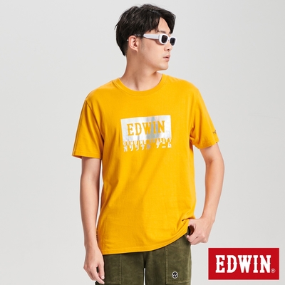 EDWIN 男裝 雷射箔印花短袖T恤-桔黃色