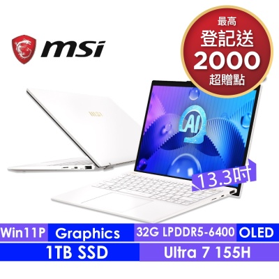 MSI微星 Prestige 13 AI Evo A1MG-210TW 13.3吋輕薄商務筆電(Intel Core Ultra 7/32G/1TB SSD/Win11Pro)