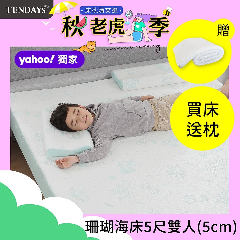 TENDAYS 珊瑚海兒童護脊床墊5尺標準雙人(5cm厚記憶薄墊)
