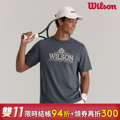 【Wilson】男裝 服飾 短袖T恤 暮藍色/白色/沙色(運動 休閒_舒適_網球服)