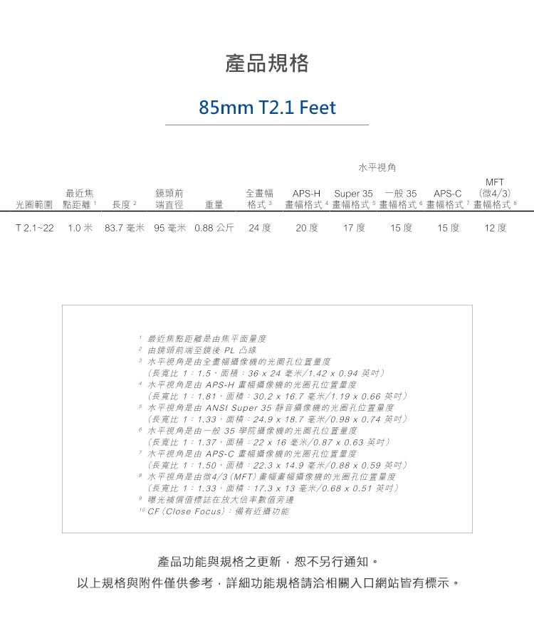 ZEISS蔡司 CP.3 85mm T2.1 Feet - 詳情3