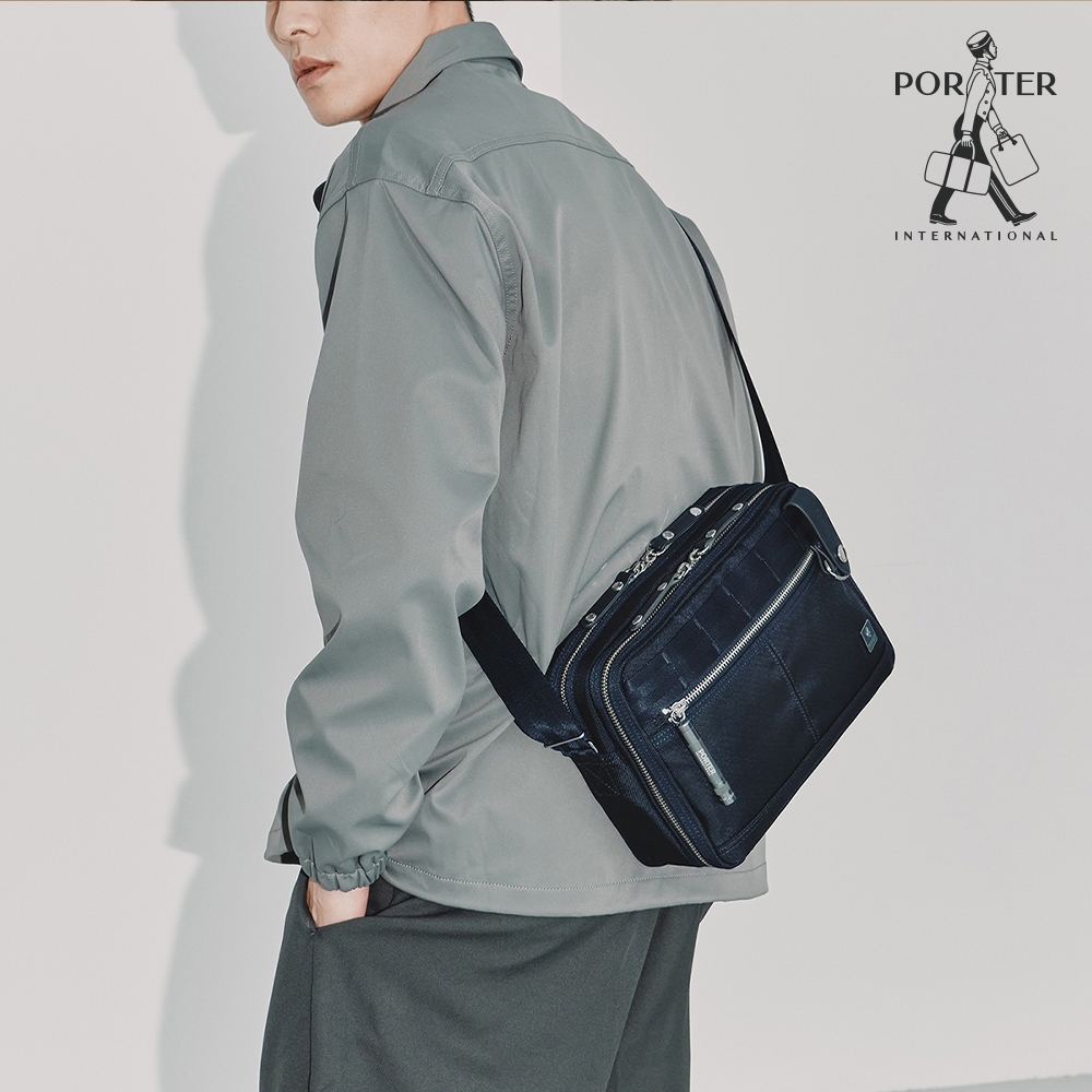 PORTER INTERNATIONAL - 自信經典NEW HEAT雙層斜背包 - 深藍