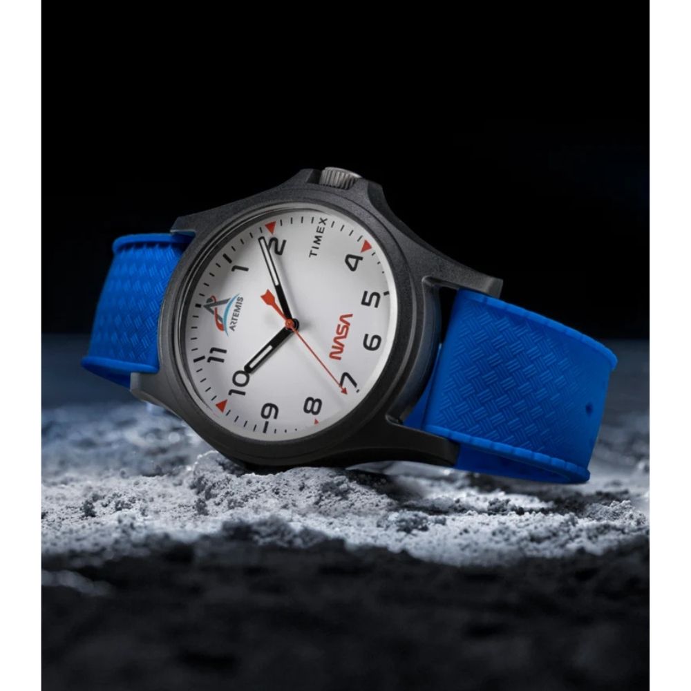 TIMEX 天美時 Main Street NASA Artemis 40 毫米 矽膠錶帶手錶(藍 TXTW2Y13100)