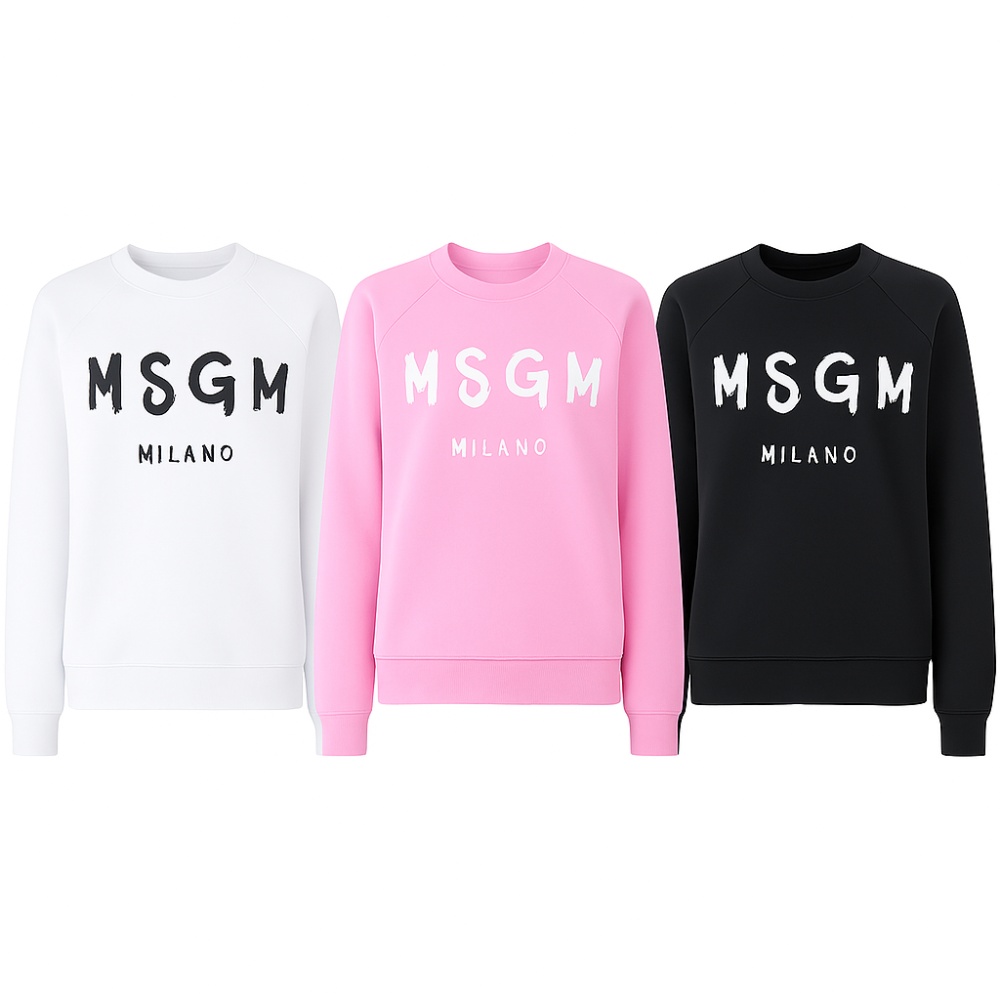 MSGM 品牌字母刷毛/毛圈襯裡運動衫 大學T-多款可選 (毛圈襯裡白色)