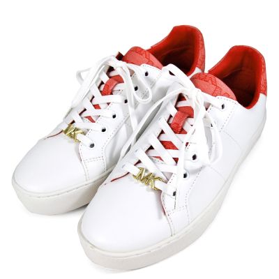 MICHAEL KORS Poppy Lace Up金字MK Logo休閒小白鞋/滑板鞋(白色)