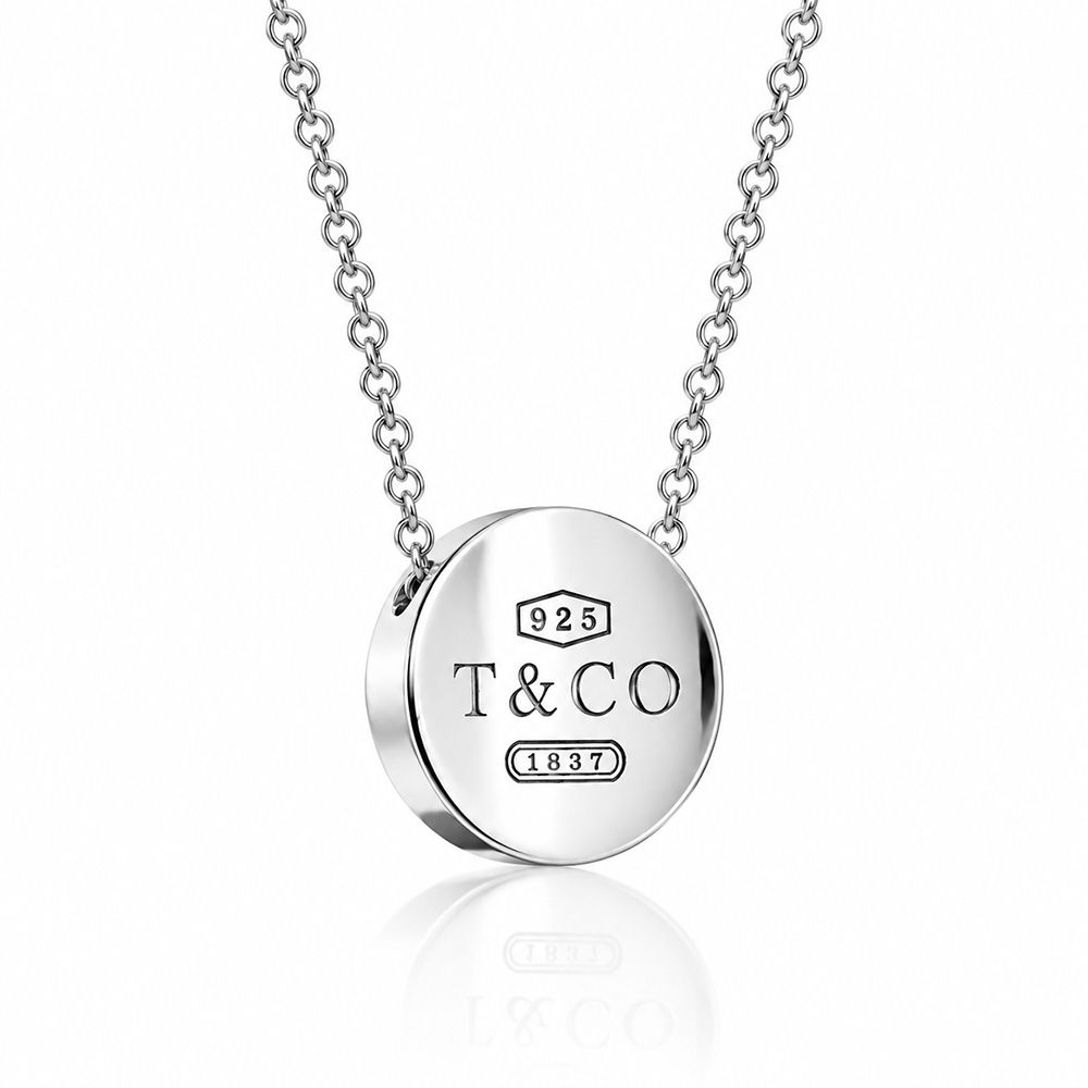 (95成新) Tiffany&Co. 蒂芙尼 1837系列 圓牌曲面造型 925純銀項鍊