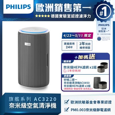 PHILIPS飛利浦 奈米級空氣清淨機★AC3220/80登錄送AC0950