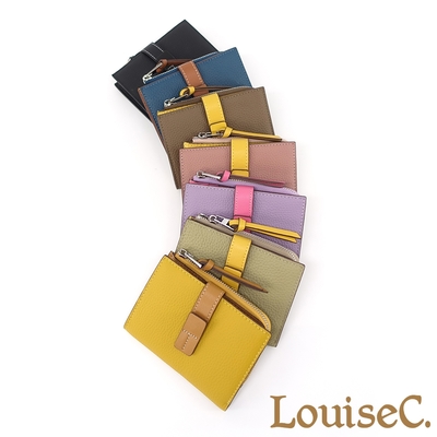 【 Tree House 】LouiseC. 牛皮個性配色釦式短夾(7色) YS23531