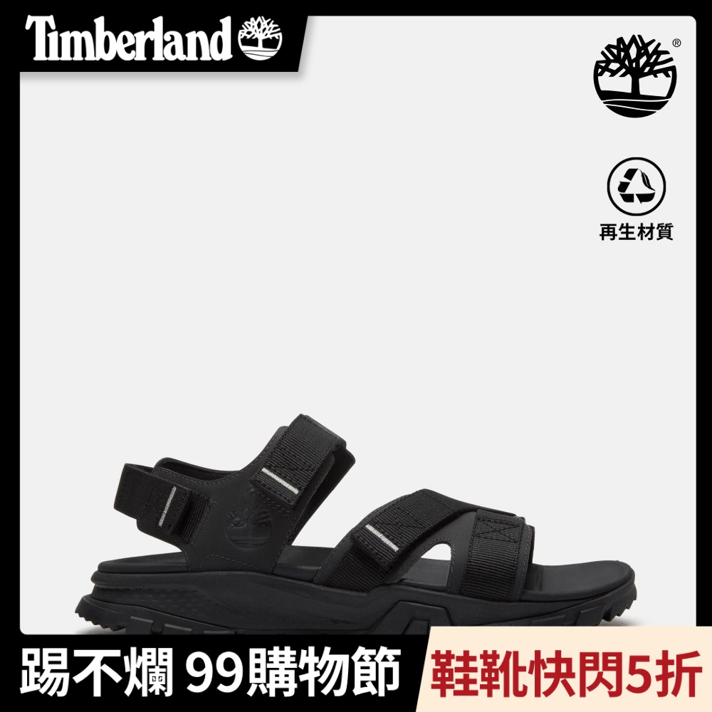 Timberland官方旗艦 男款黑色Garrison Trail後帶式涼鞋|A5MFNETY