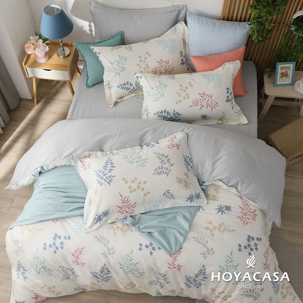 HOYACASA 100%精梳純棉兩用被床包組-多款任選(單人/雙人/加大均一價) (田園印象)