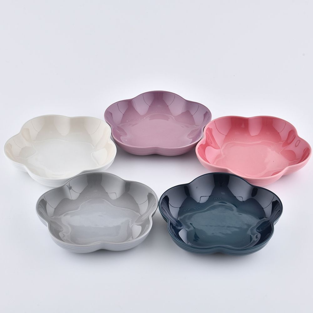 Le Creuset 花形深盤組20cm 5入(薔薇粉/迷霧灰/蛋白霜/錦葵紫/極光午夜