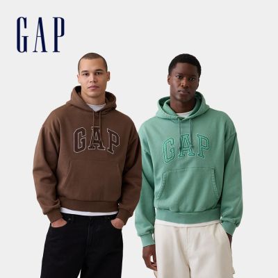 【GAP】VintageSoft寬版Logo帽T-翠綠色(887090)