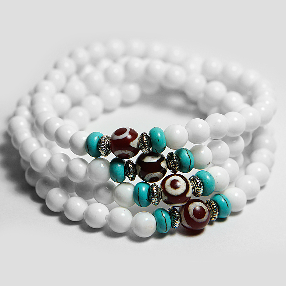 A1寶石招財化煞增智慧天眼天珠白硨磲108念珠| 念珠/佛珠| Yahoo購物中心