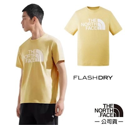 【The North Face】男 FLASHDRY 吸濕透氣排汗短袖圓領T恤.休閒套頭衫.運動上衣 88GY-3X4 礫石沙