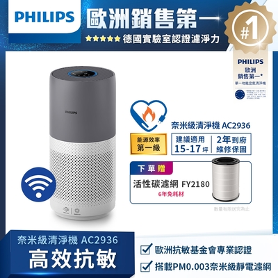 Philips 飛利浦 奈米級空氣清淨機-360度高效過濾 AC2936 適用17坪
