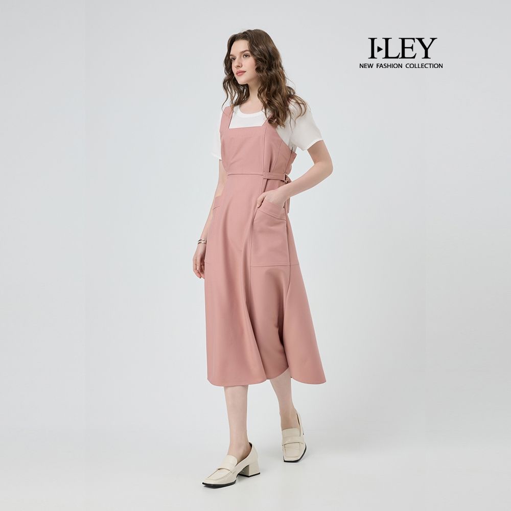ILEY伊蕾 田園風假兩件吊帶洋裝(粉；M-XL)