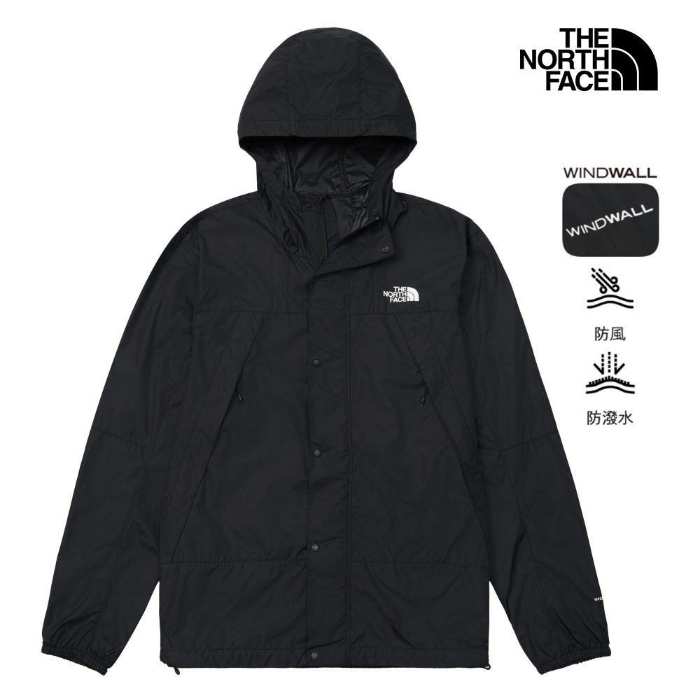 【The North Face 官方旗艦】北面男款黑色DWR防潑水防曬連帽外套｜8DGDJK3 抗UV