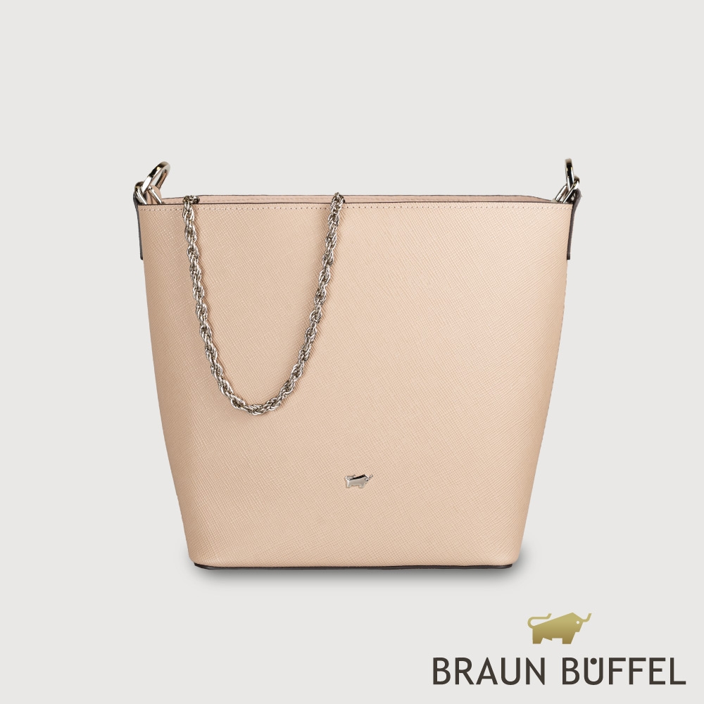 【BRAUN BUFFEL 德國小金牛】台灣總代理 莎蔻拉-A 水桶包-藕粉色/BF857-30-CG