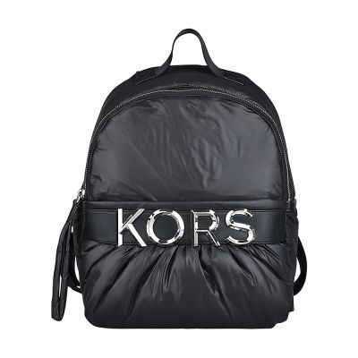 MICHAEL KORS專櫃款 專Leonie系列  LOGO再生滌綸拉鍊後背包(中/黑)