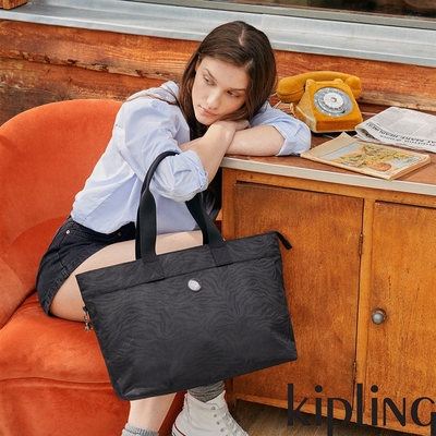 Kipling 經典深黑提花大容量手提托特包-COLISSA UP