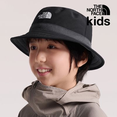 【The North Face 官方旗艦】北面兒童黑色DWR防潑水品牌LOGO漁夫帽｜8EPUJZN 排汗衫