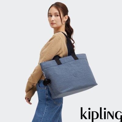 Kipling 簡約霧灰藍大容量手提托特包-COLISSA UP
